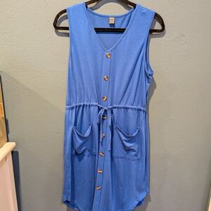 SHEIN Blue Button-Front Midi Dress